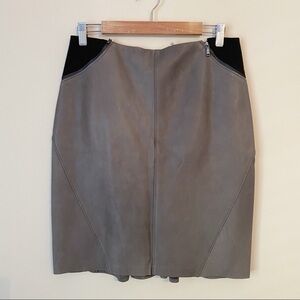 Elie Tahari Leather and Wool Zipper Skirt - 8